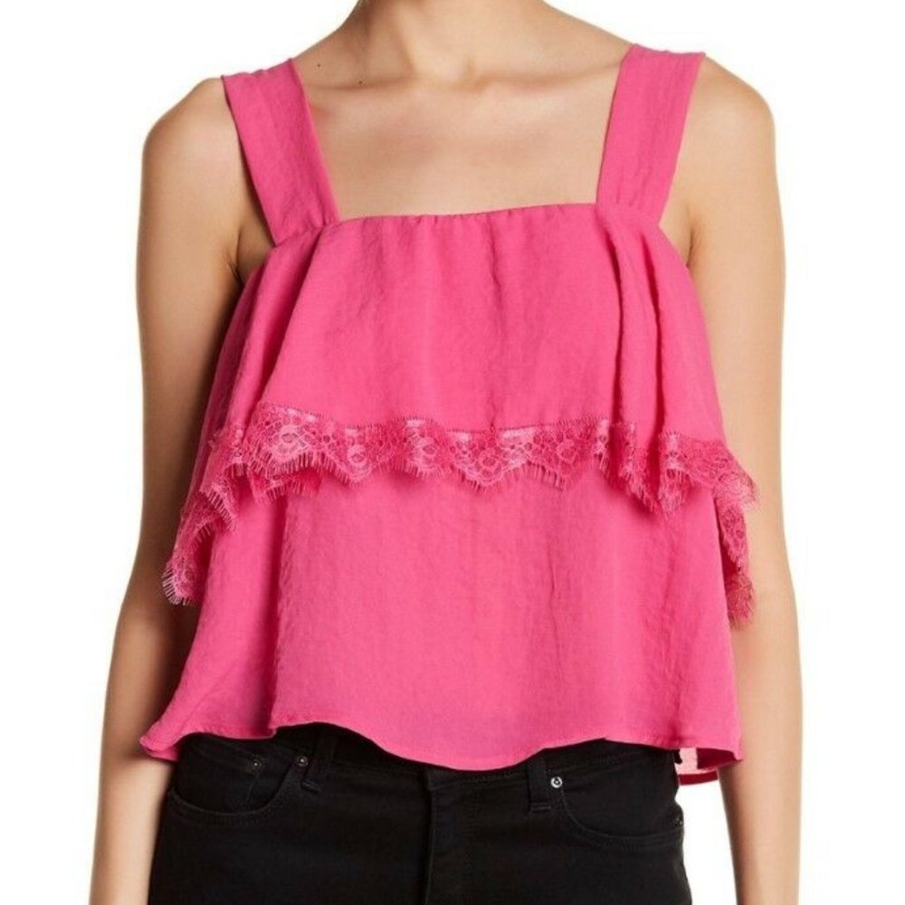 NWT CAD Lace Detail Tank - Raspberry - Sz L